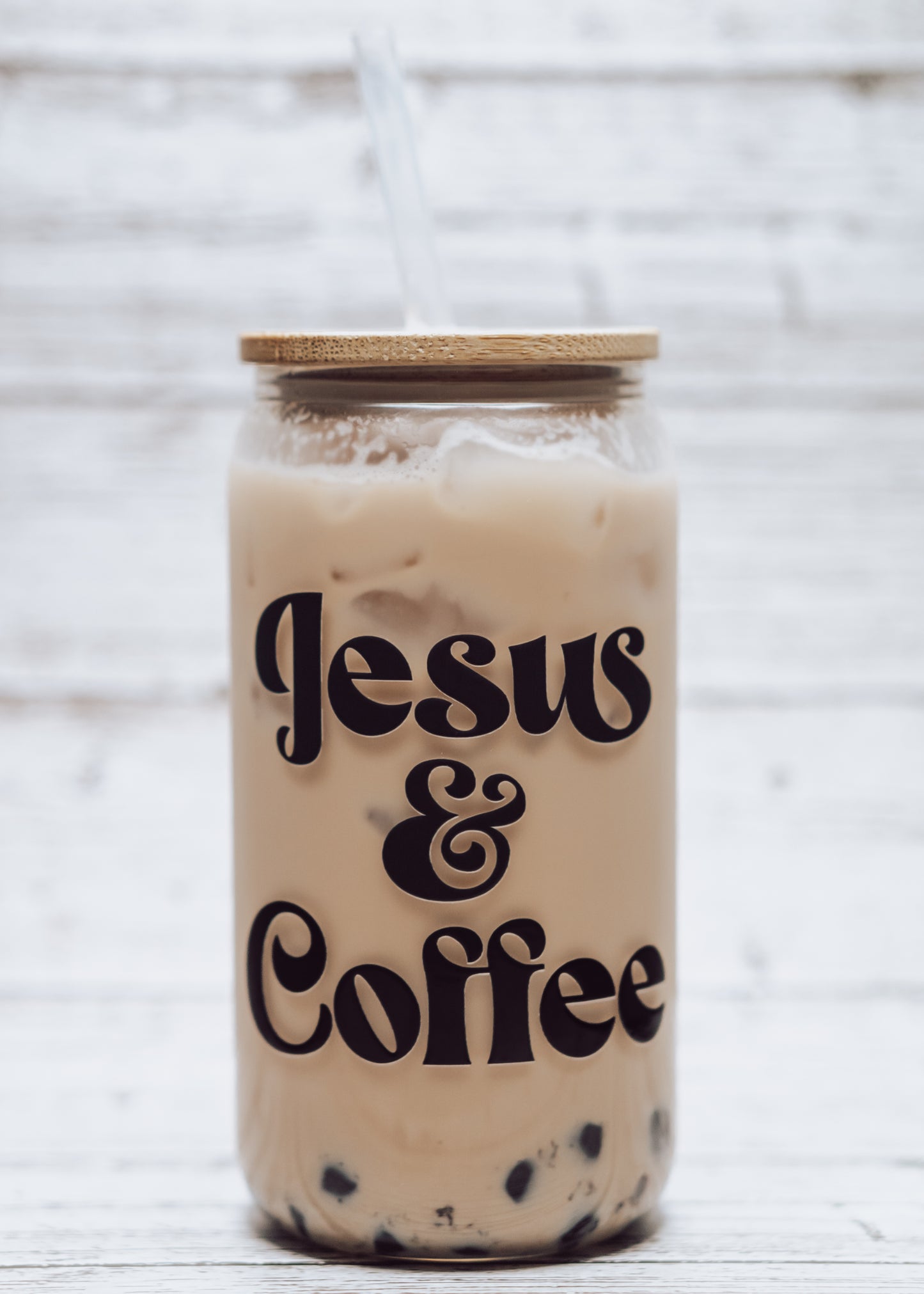 Jesus & Coffee Glass Can